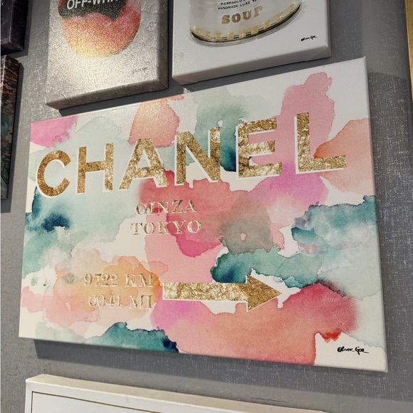 CHANEL Couture Road Oliver Gal Pink and Blue Watercolor Canvas Wall Art Print - Picture 5 of 6